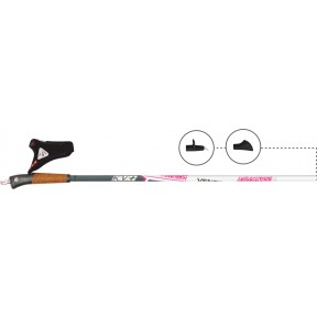 KV+ VENTO Nordic Walking Stock weiss mit Clip Griff (20% Carbon)
